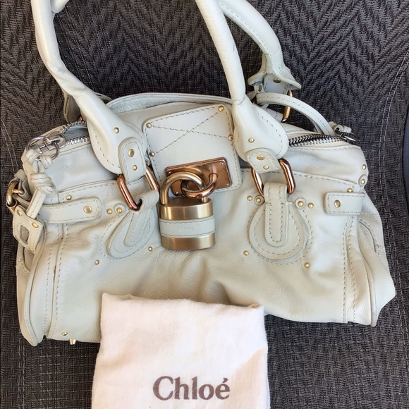 🚫SOLD🚫 Chloe Cream Leather Paddington Lock Satchel Bag - Picture 3 of 15